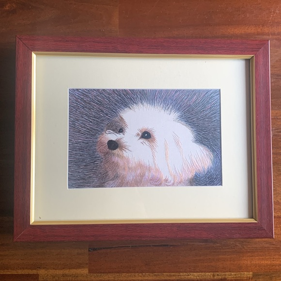 Unique Dog Art with reflective threads, framed. - Picture 5 of 7